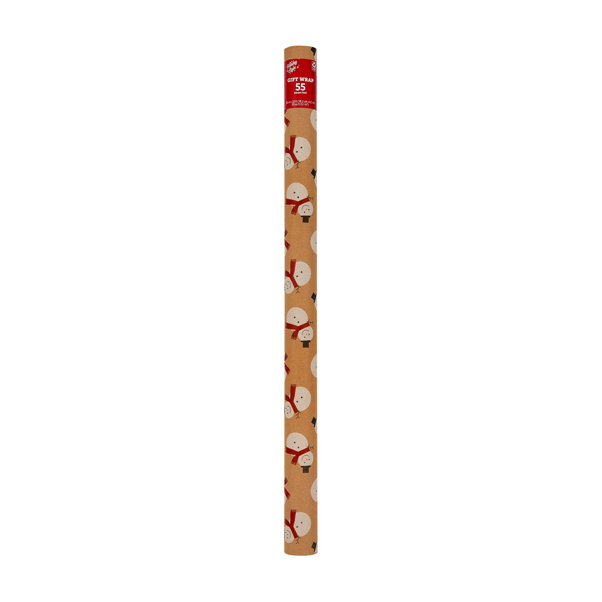 Holiday Style Christmas Snowman Kraft Gift Wrap, 55 sq ft
