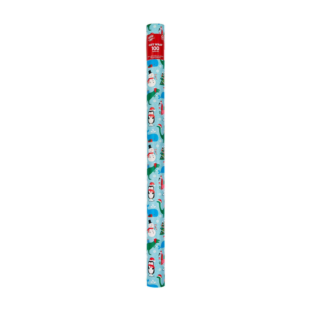Holiday Style Christmas Snowman & Winter Animals Gift Wrap, 100 sq ft