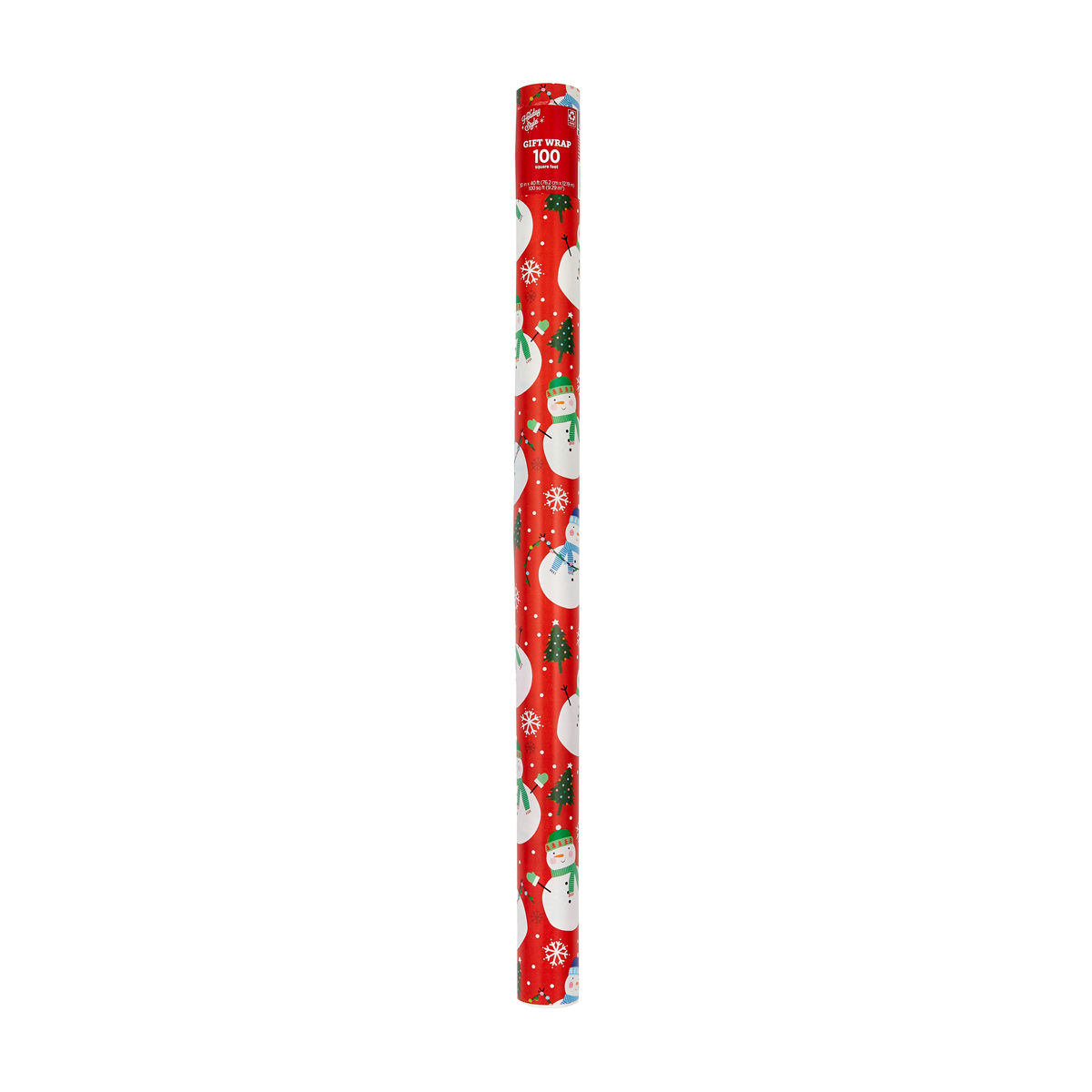Holiday Style Christmas Red Snowman & Tree Gift Wrap, 100 sq ft
