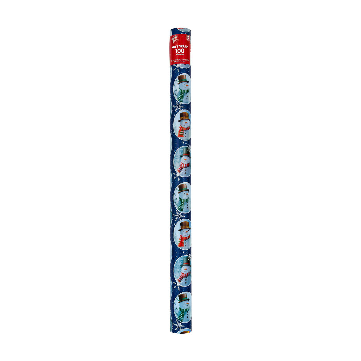Holiday Style Christmas Navy Snowman Portrait Gift Wrap, 100 sq ft