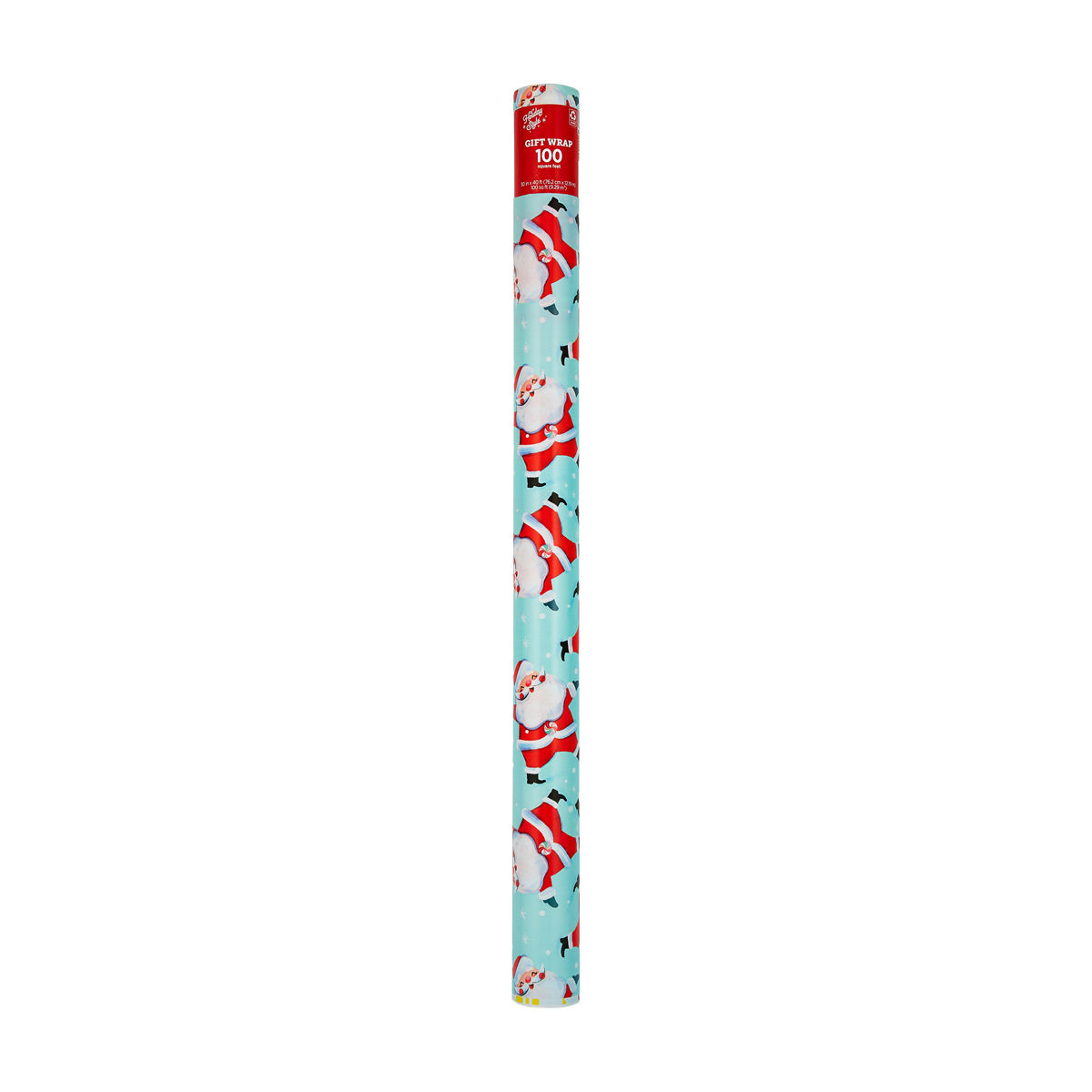 Holiday Style Christmas Teal Santa Gift Wrap, 100 sq ft