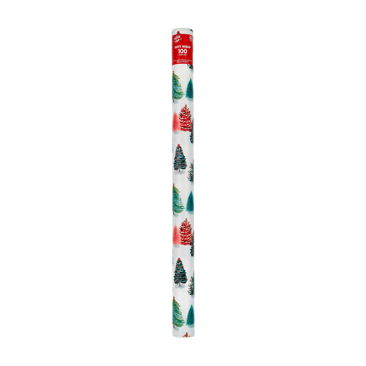 Holiday Style Christmas White Tree Gift Wrap, 100 sq ft