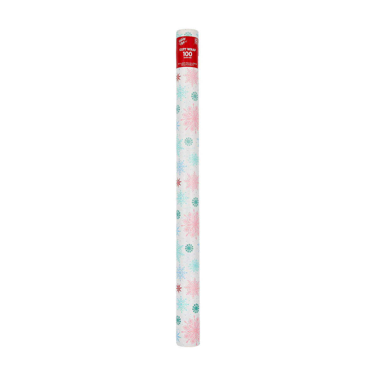 Holiday Style Christmas Pastel Snowflake Gift Wrap, 100 sq ft