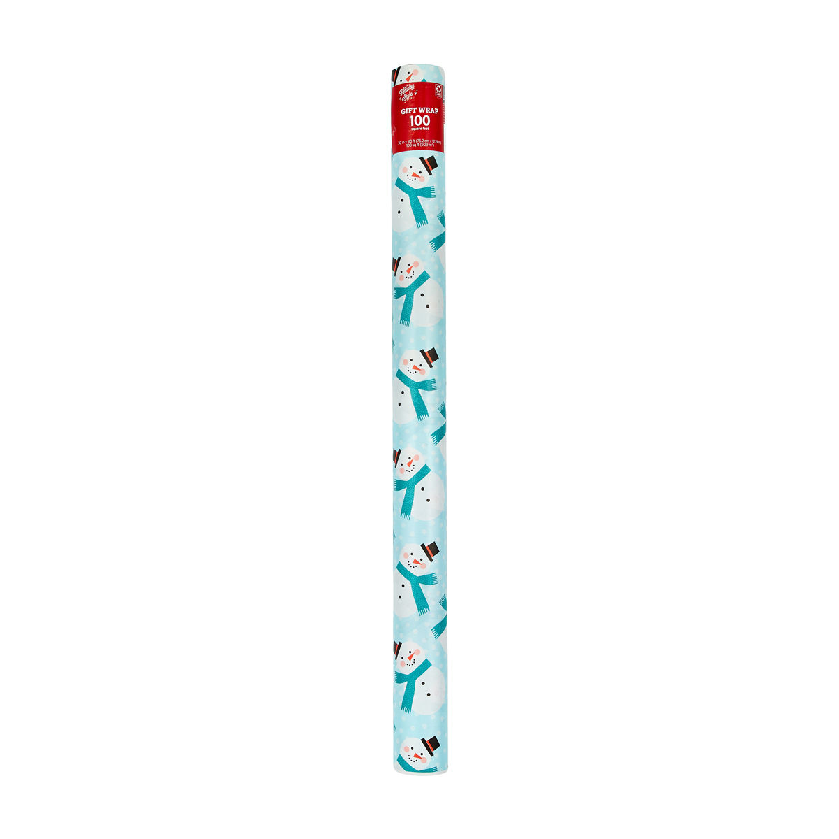 Holiday Style Christmas Light Blue Snowman Gift Wrap, 100 sq ft