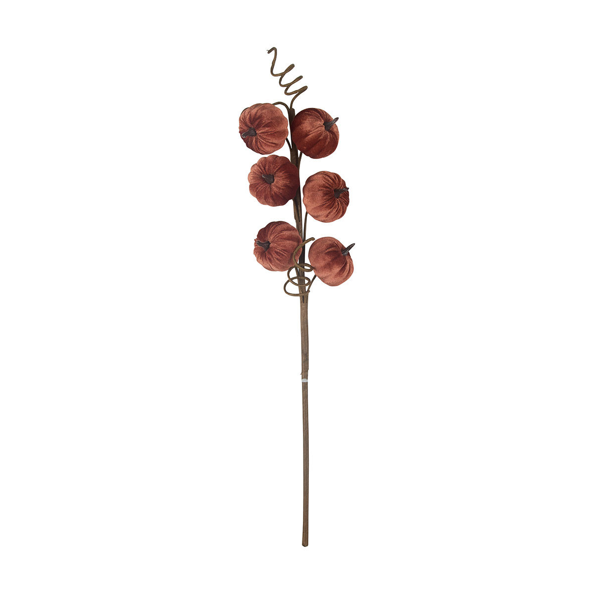 Harvest Halloween Artificial Velvet Brown Pumpkin Stem Décor