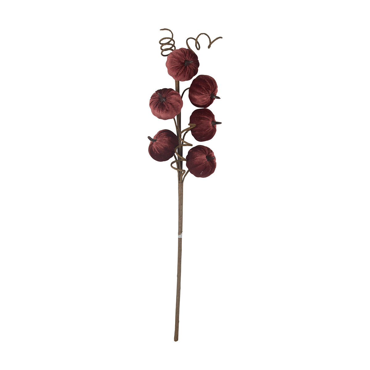 Harvest Halloween Artificial Velvet Rust Pumpkin Stem Décor