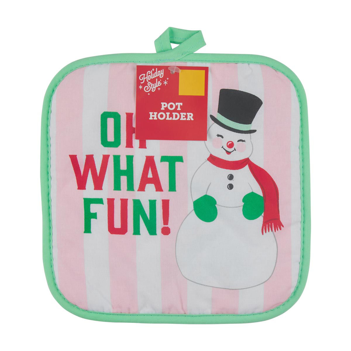 Holiday Style Christmas 'Oh What Fun' Snowman Print Pot Holder