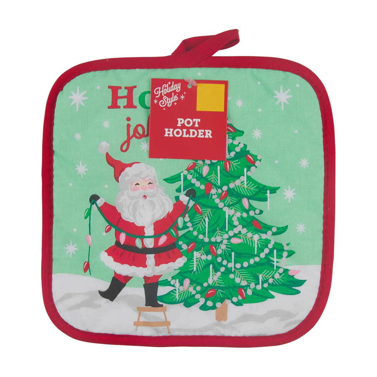 Holiday Style Christmas 'Holly Jolly' Santa Print Pot Holder
