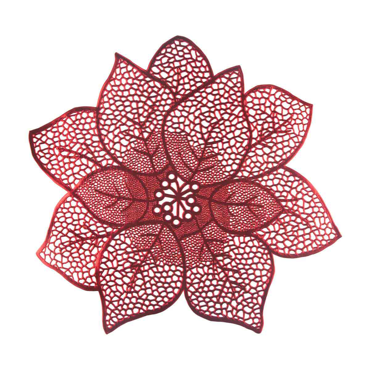 Christmas Red Poinsettia Pressed Vinyl Placemat
