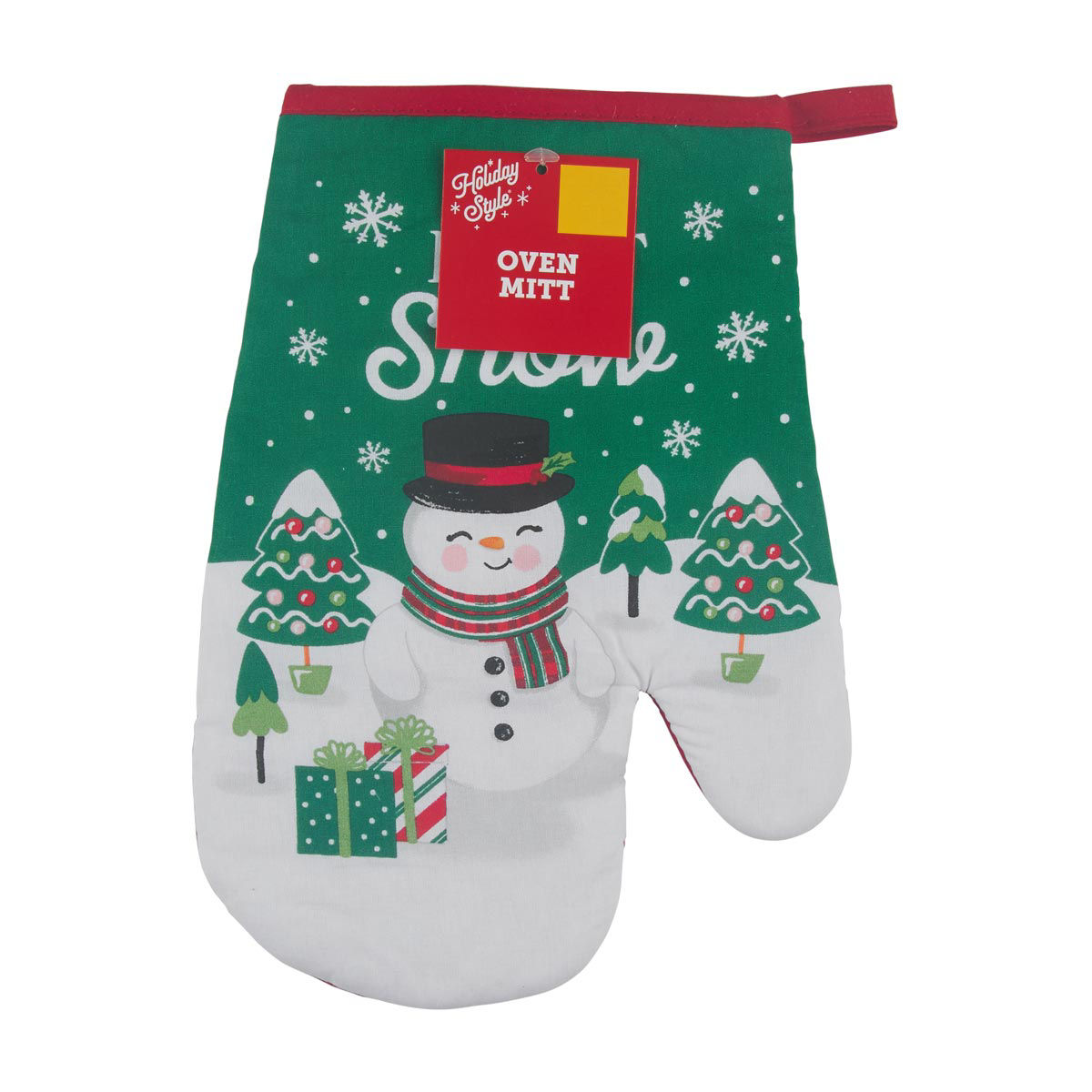 Holiday-Style-Christmas-'Let-It-Snow'-Snowman-Print-Oven-Mitt