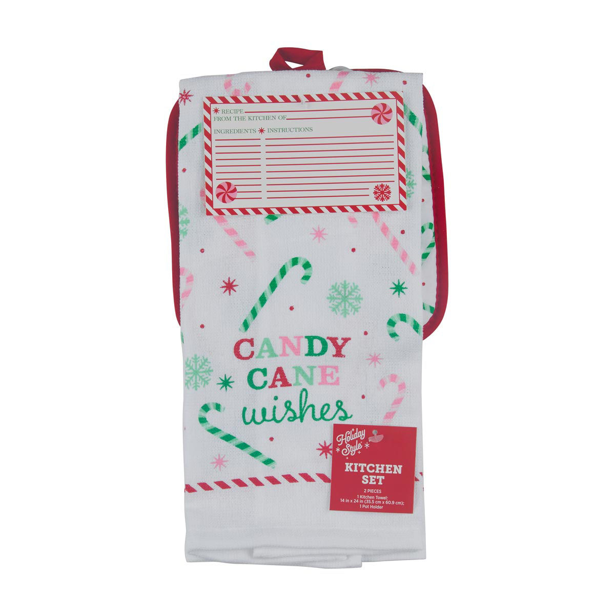 Holiday Style Christmas Kitchen Towel and Pot Holder Set, 2 ct