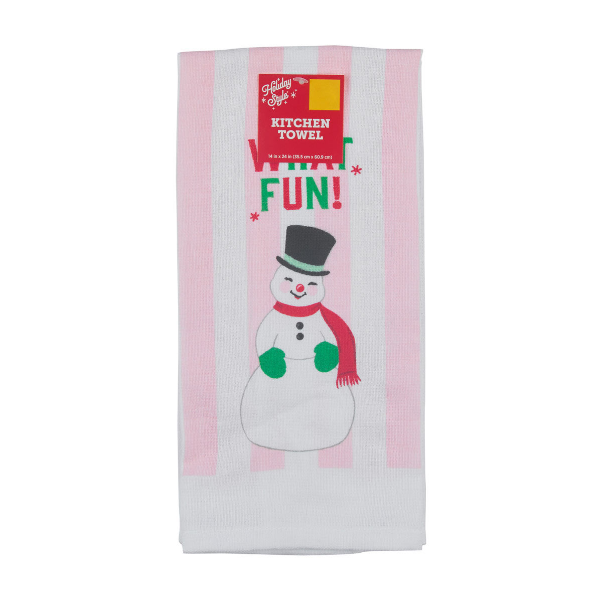 Holiday-Style-Christmas-'Oh-What-Fun'-Snowman-Print-Kitchen-Towel,-14x24-in