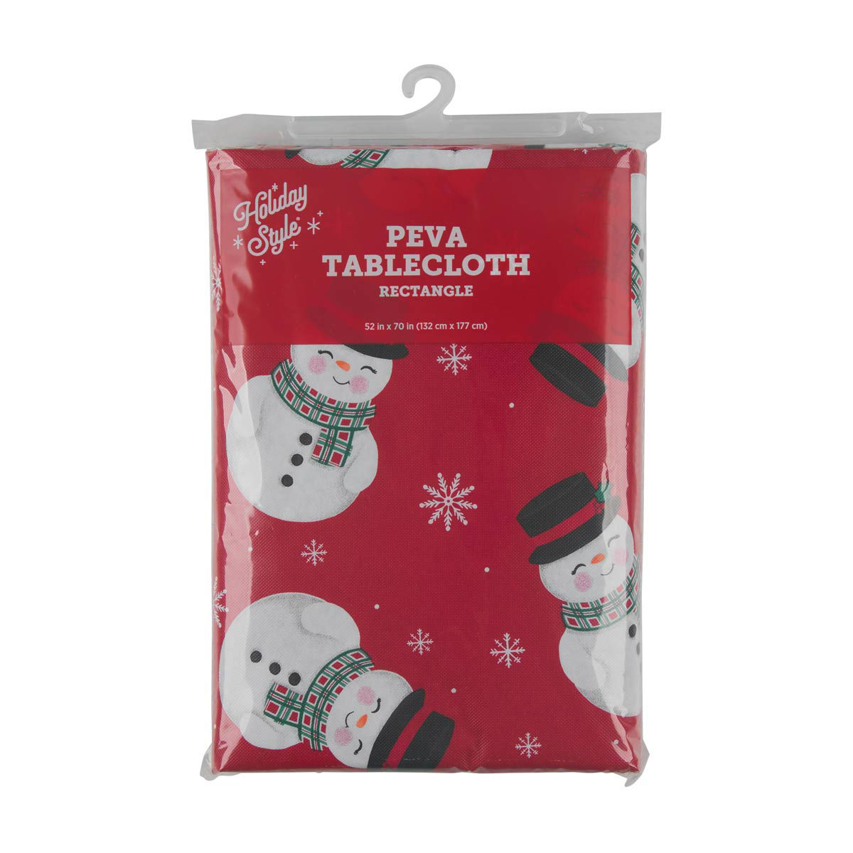 Holiday Style Christmas Snowman Print Rectangle PEVA Tablecloth, 52x70 in
