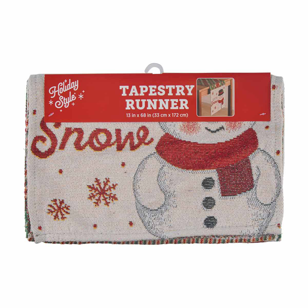 Holiday Style Christmas Snowman Tapestry Runner, 13x68 in