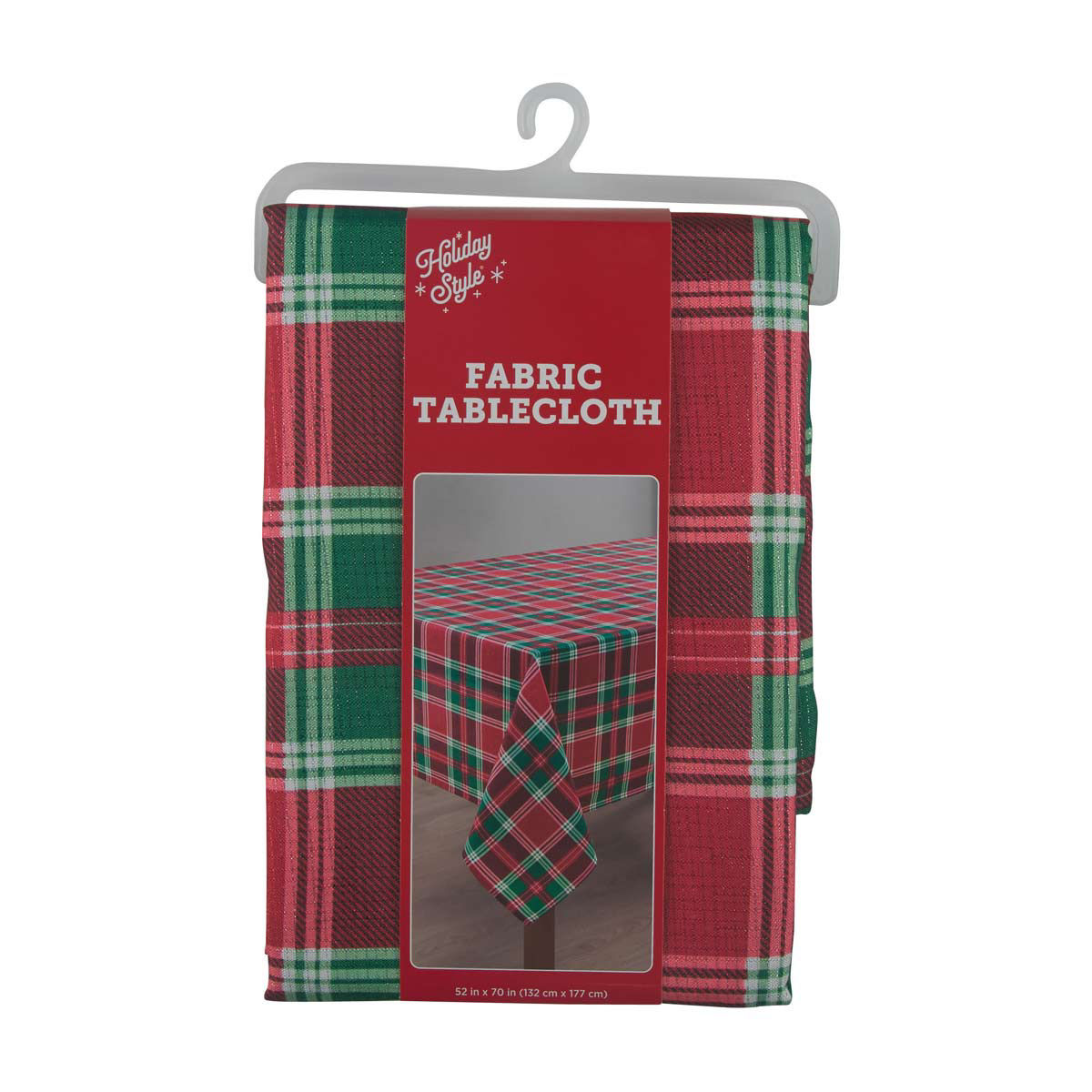 Holiday Style Fabric Plaid Tablecloth, 52x70 in