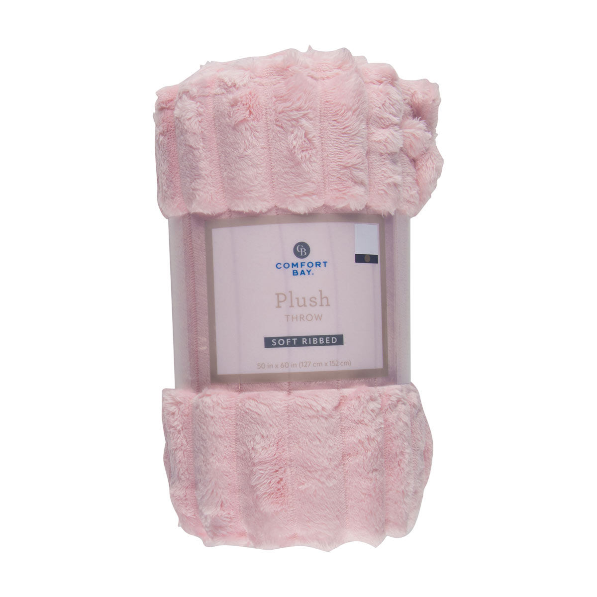 Comfort Bay Pink Plush Ribbed Throw Blanket, 50x60 in