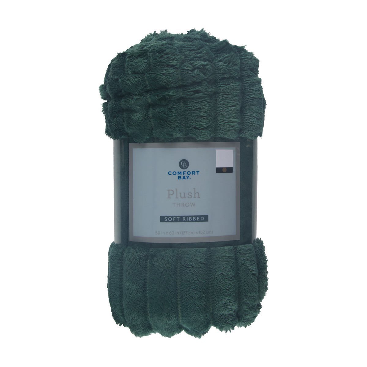 Comfort Bay Green Plush Ribbed Throw Blanket, 50x60 in