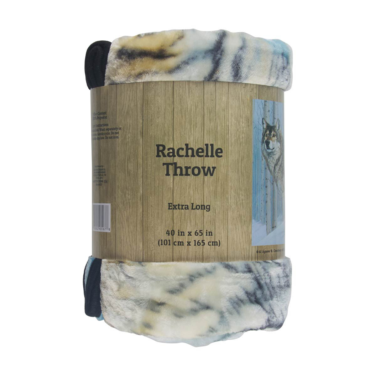 Rachelle Wildlife Wolf Print Extra Long Throw Blanket, 40x65 in