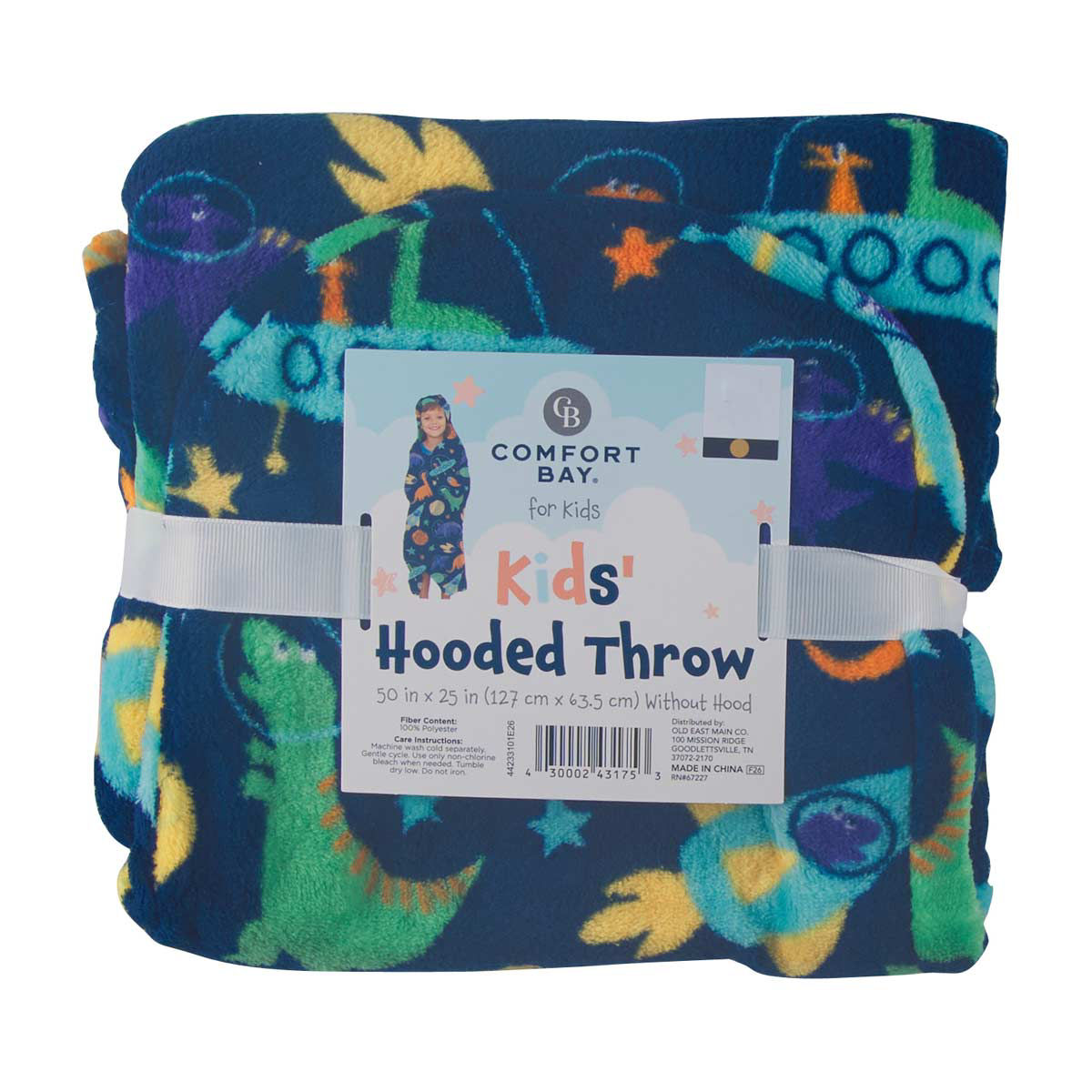Comfort Bay for Kids Dinosaur Hooded Throw, 50x25 in