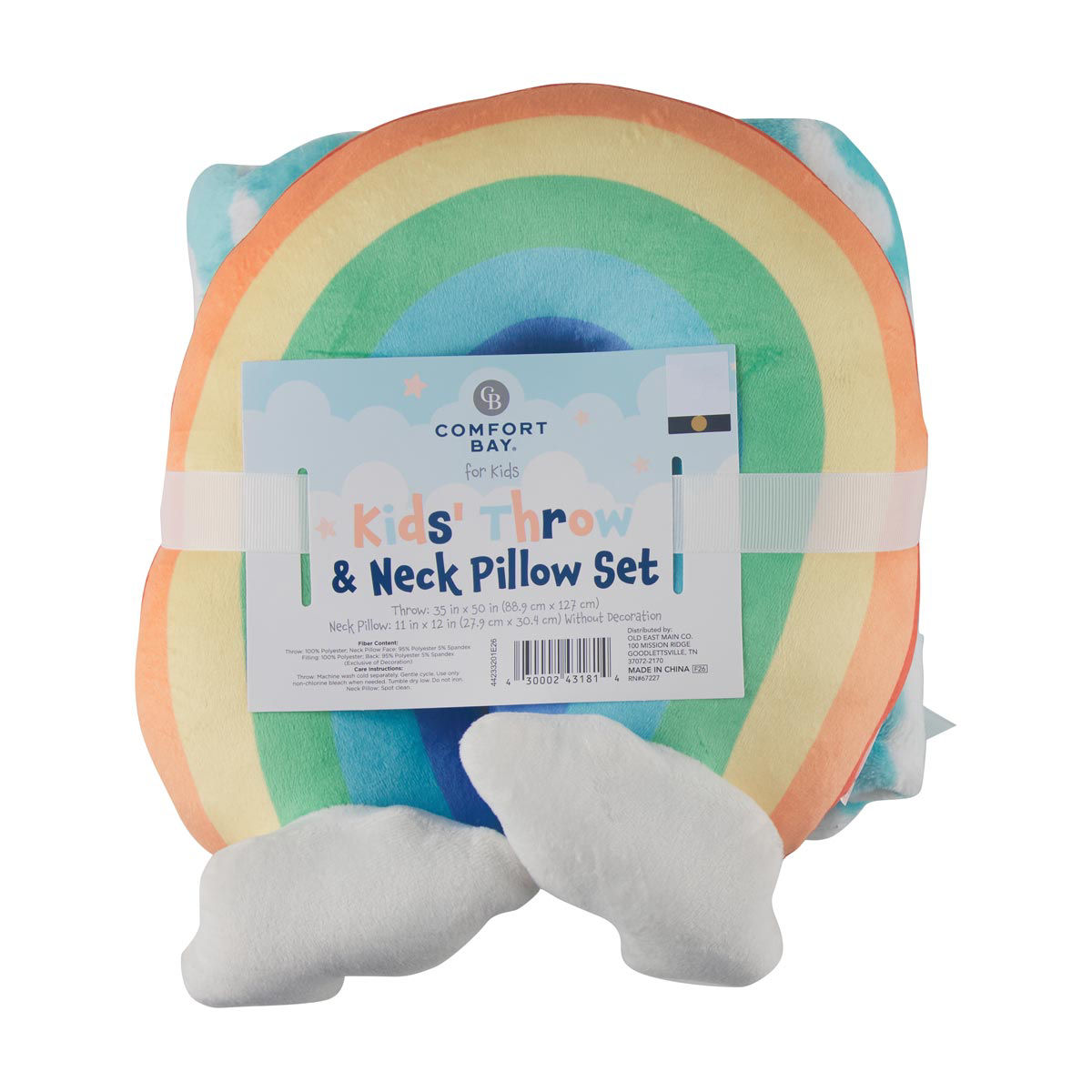Comfort Bay for Kids Rainbow Throw & Neck Pillow Set, 2 pc