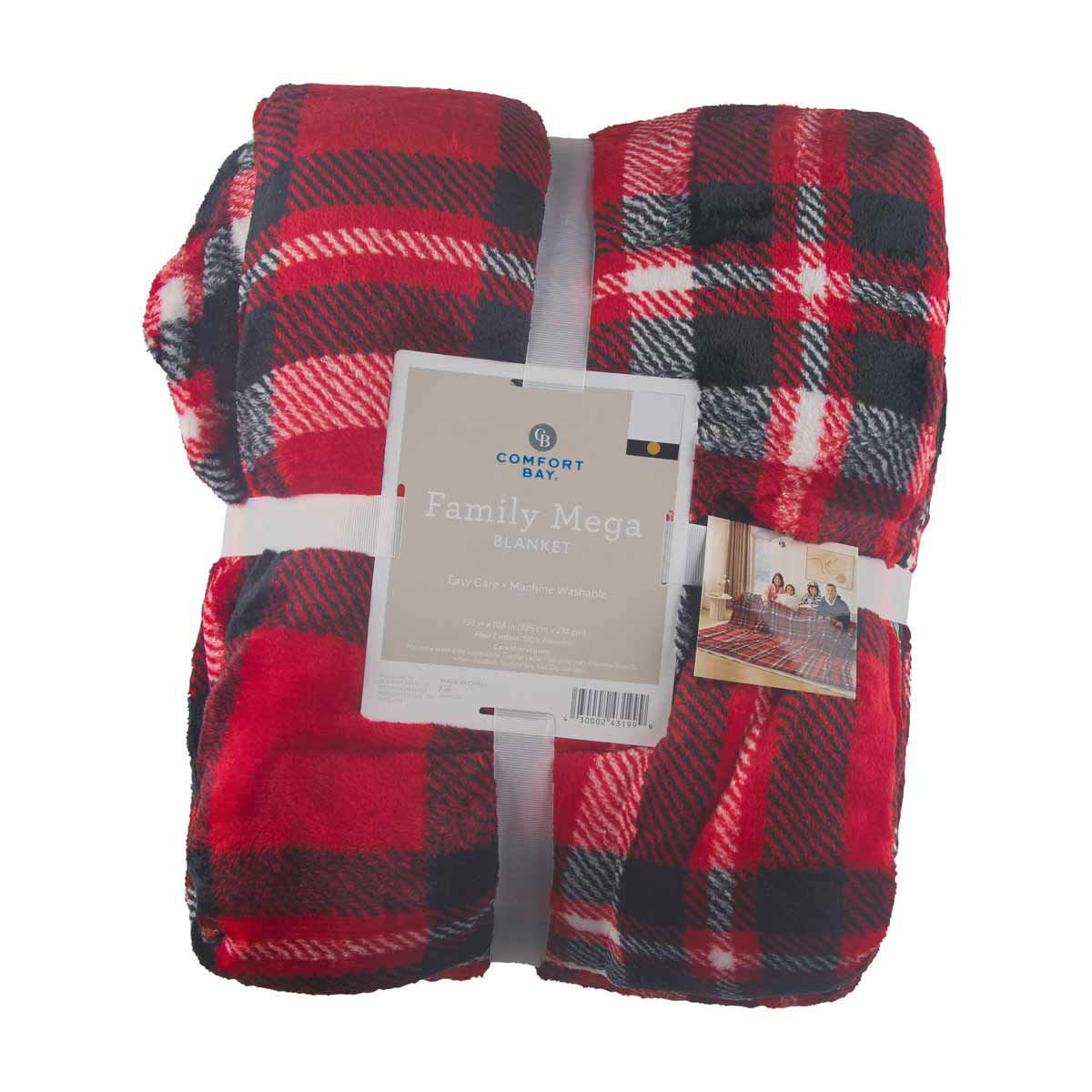 Comfort Bay Red & Black Plaid Family Mega Blanket, 132x108 in