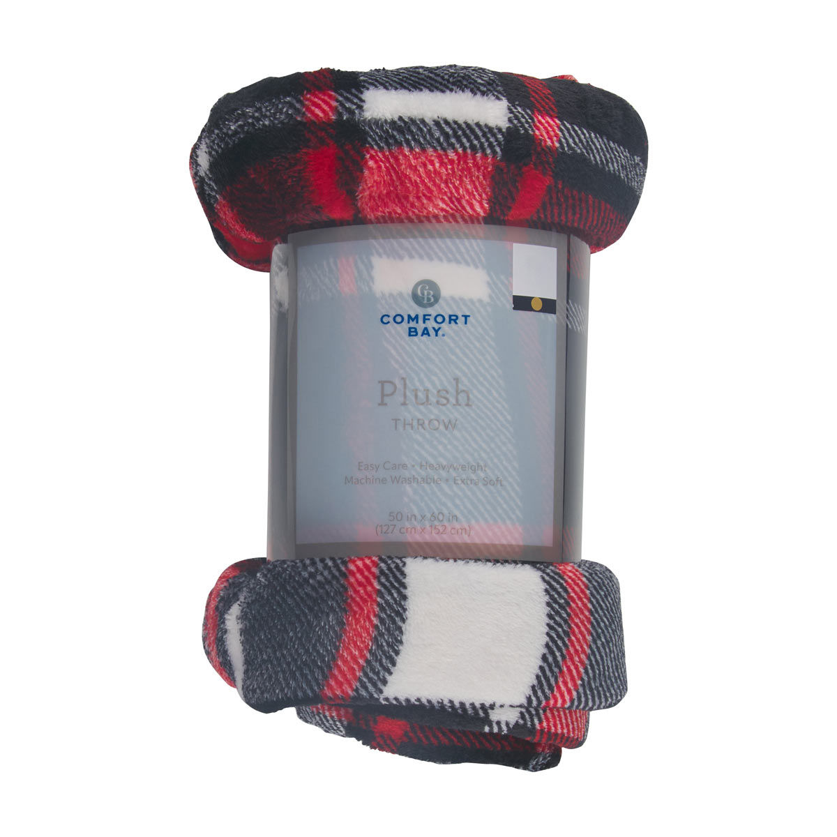 Comfort Bay Red and Black Plaid Plush Throw, 50x60 in