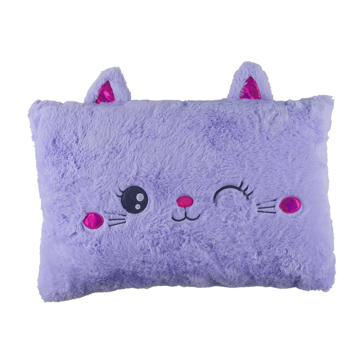 Fall Purple Plush Cat Face Bed Pillow