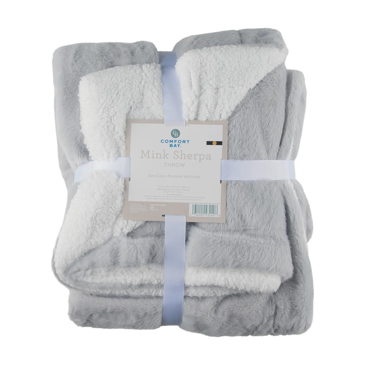 Comfort Bay Gray Mink Sherpa Throw Blanket, 50x60 in