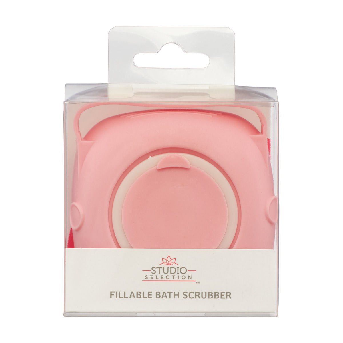 Studio Selection Pink Refillable Bath Scrubber with Soap Dispensing Handle