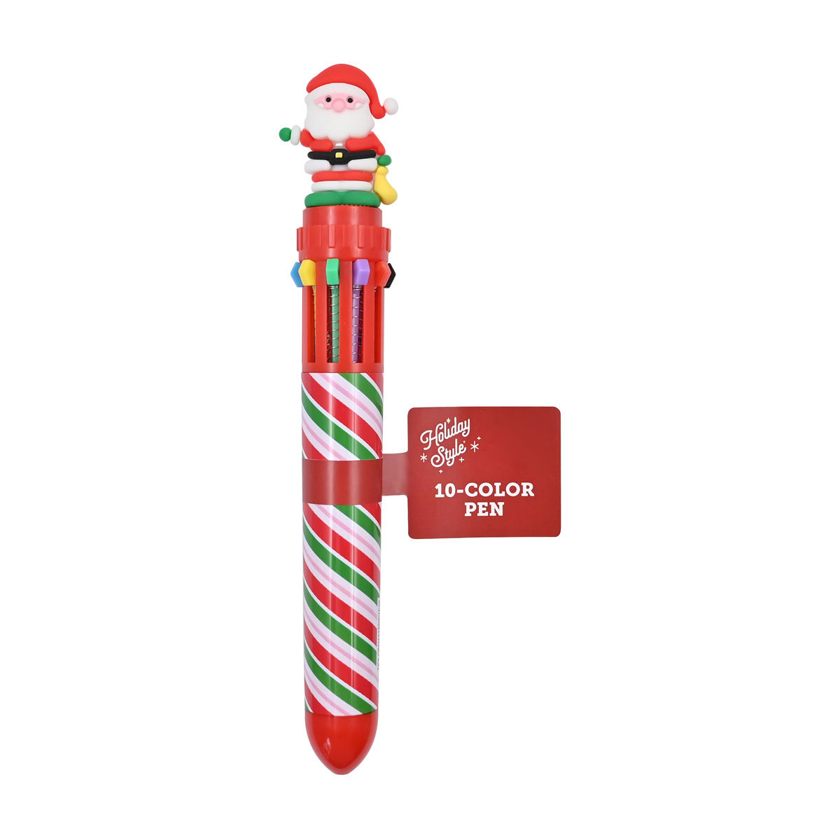 Holiday Style Christmas 10-Color Pen with Topper, 4 Assorted Designs