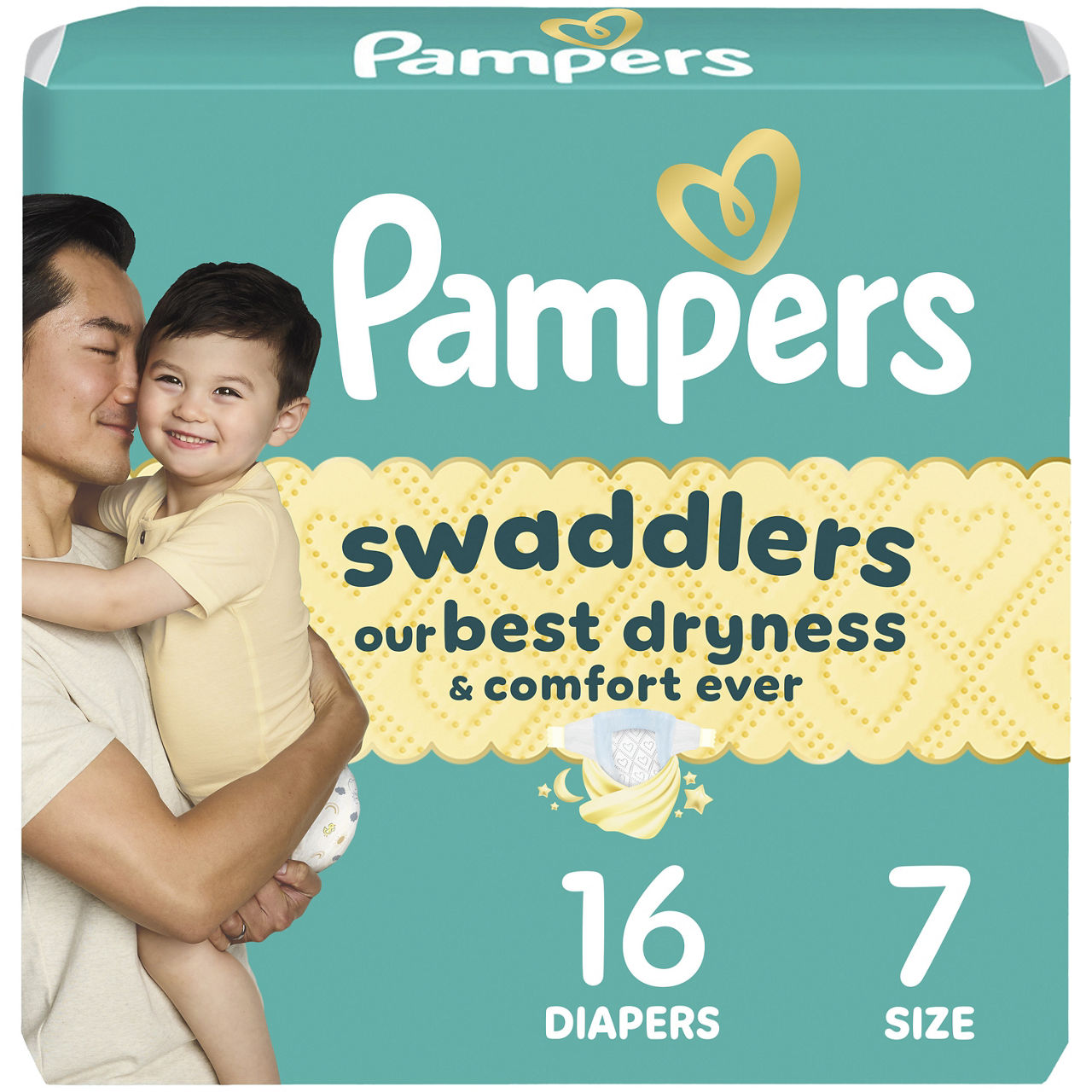 Pampers Swaddlers Diapers, Size S7 (26-50 lbs), 16 Count, Absorbent, Keeps Baby Dry and Comfortable, Pediatrician Recommended Skin Safe Disposable Baby Diaper