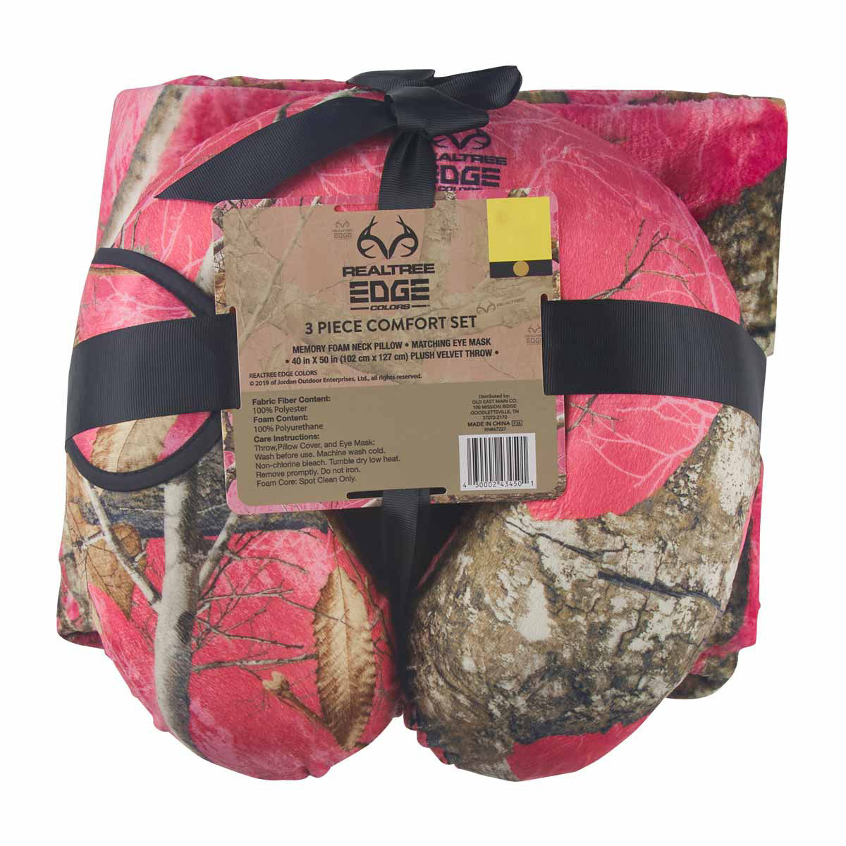 Realtree Edge Pink Camouflage Travel Comfort Set, 3 Piece
