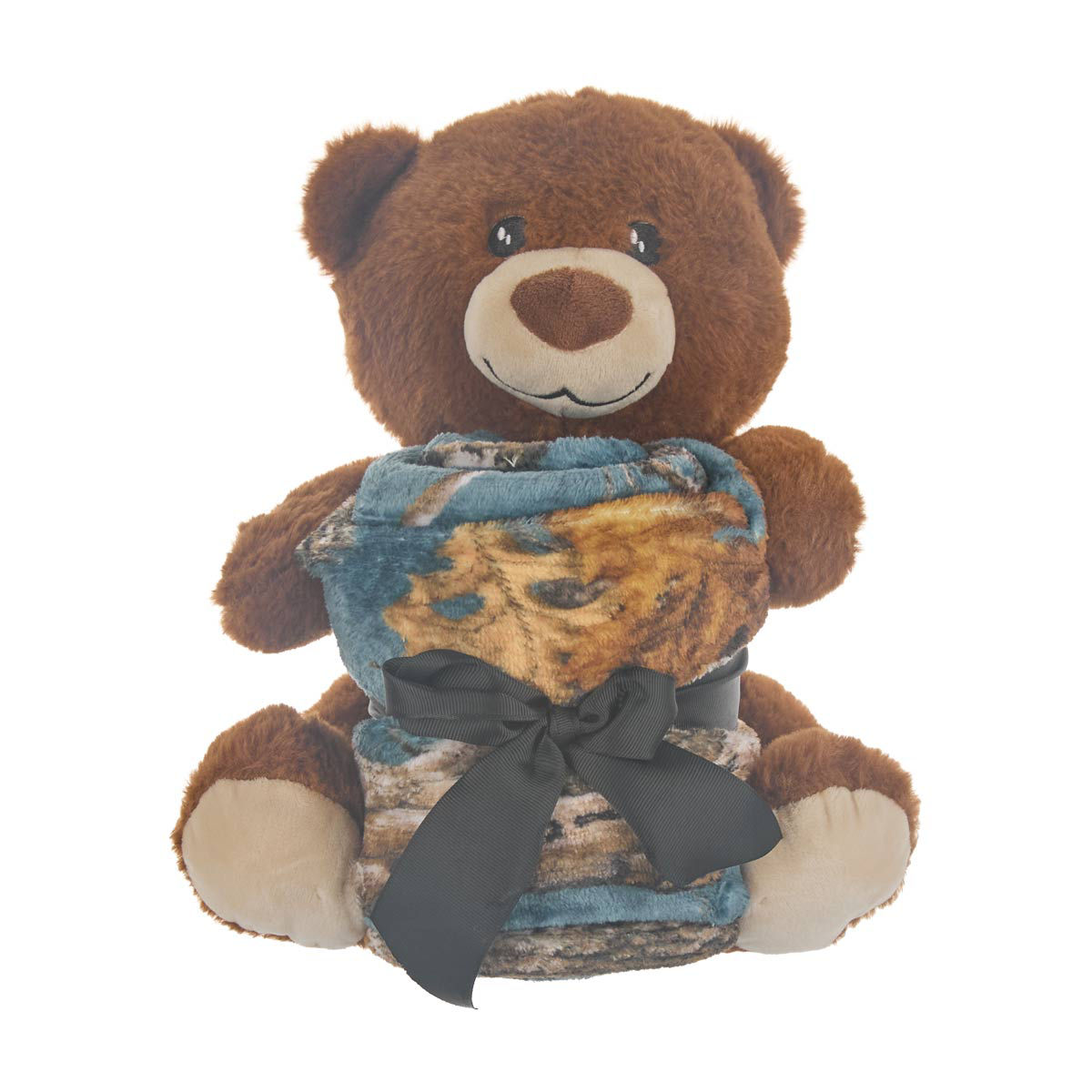 Wolf Print Sherpa Throw Blanket With Wolf Plush Accent