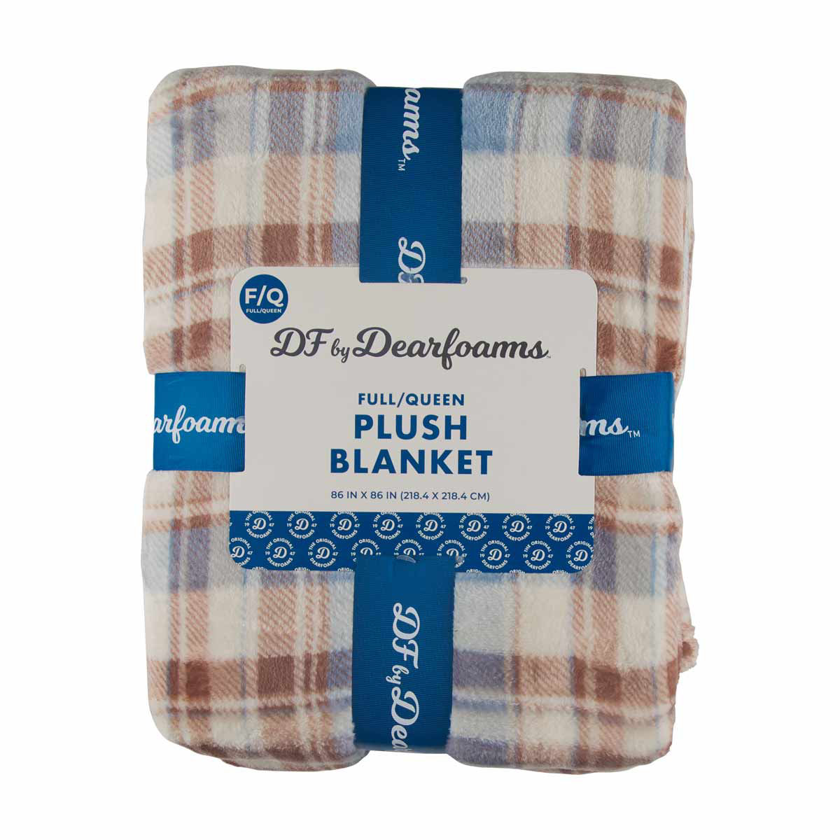 DF by Dearfoams Plaid Plush Blanket, Full/Queen, 86x86 in