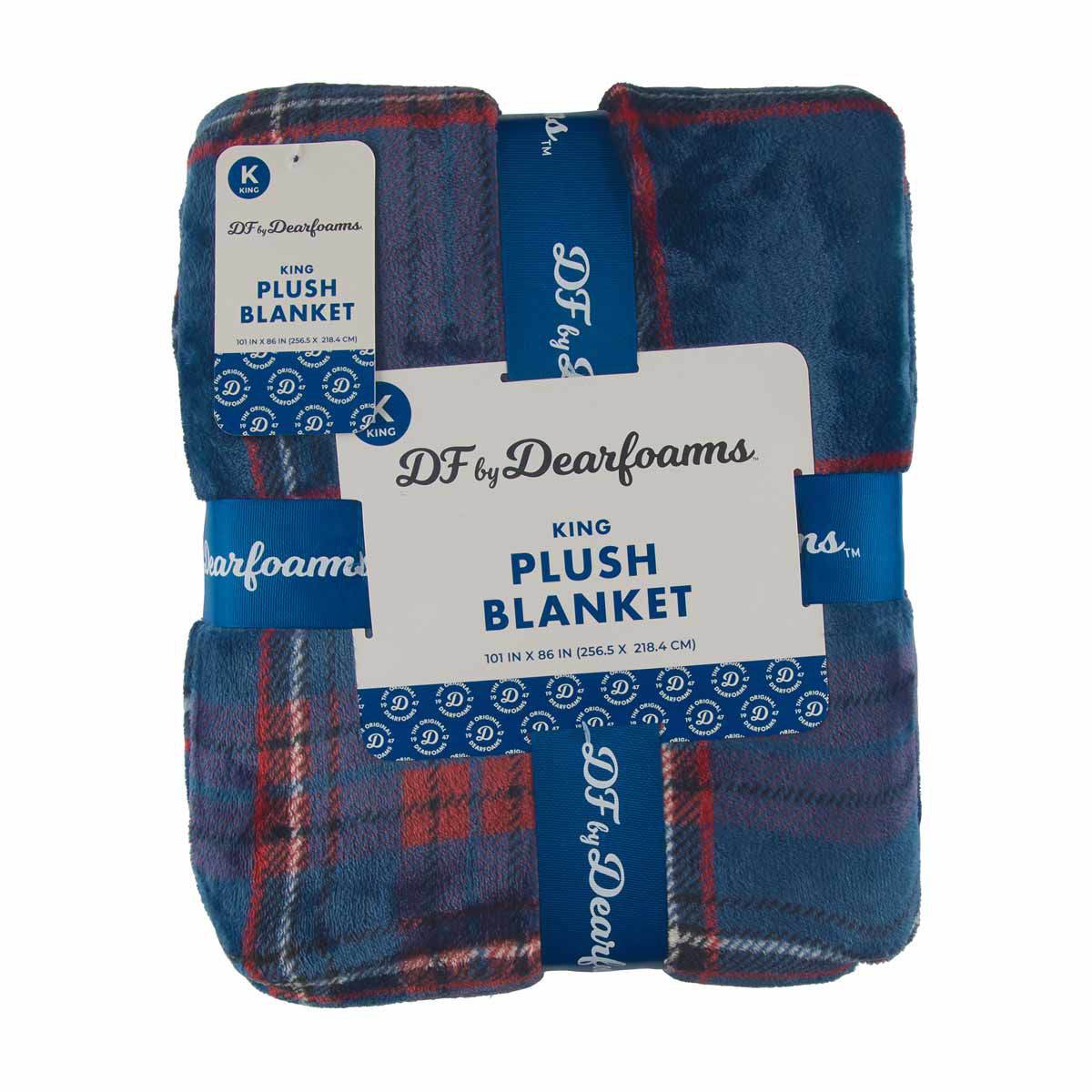DF by Dearfoams King Plush Blanket, 101x86 in, 2 Assorted Plaid Designs