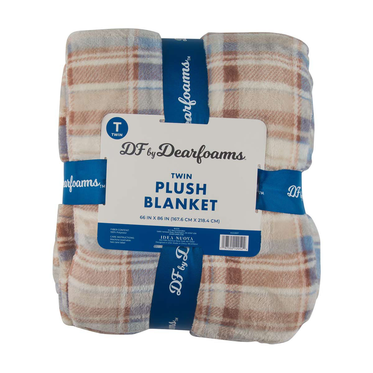 DF by Dearfoams Plaid Plush Blanket, Twin, 66x86 in