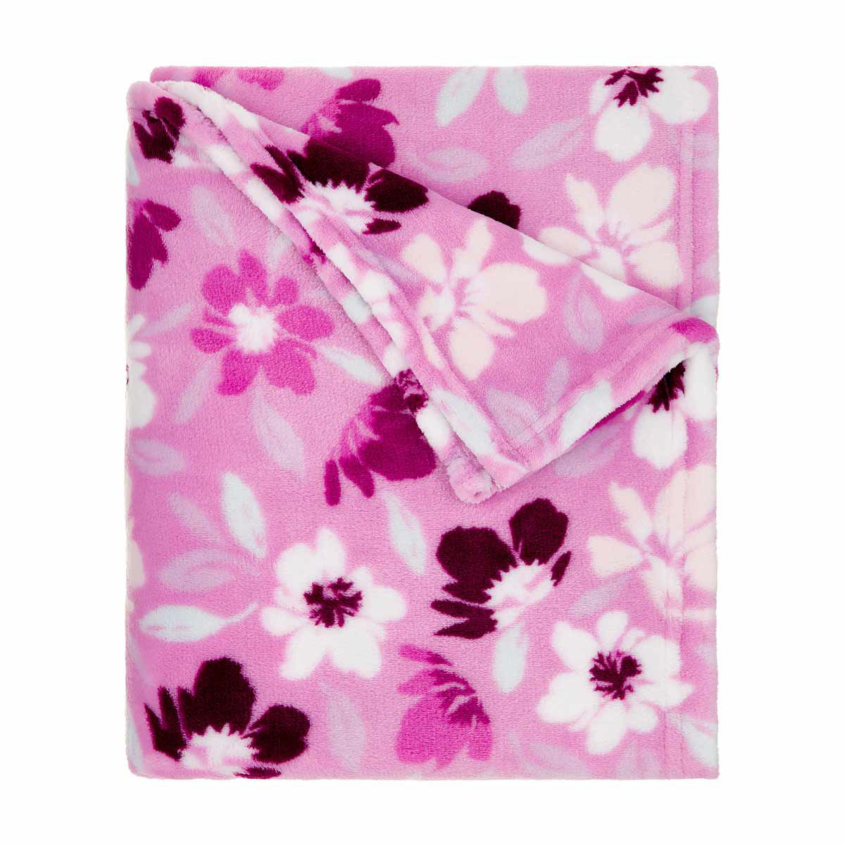 Cosmopolitan Pink Evelyn Floral Plush Throw Blanket