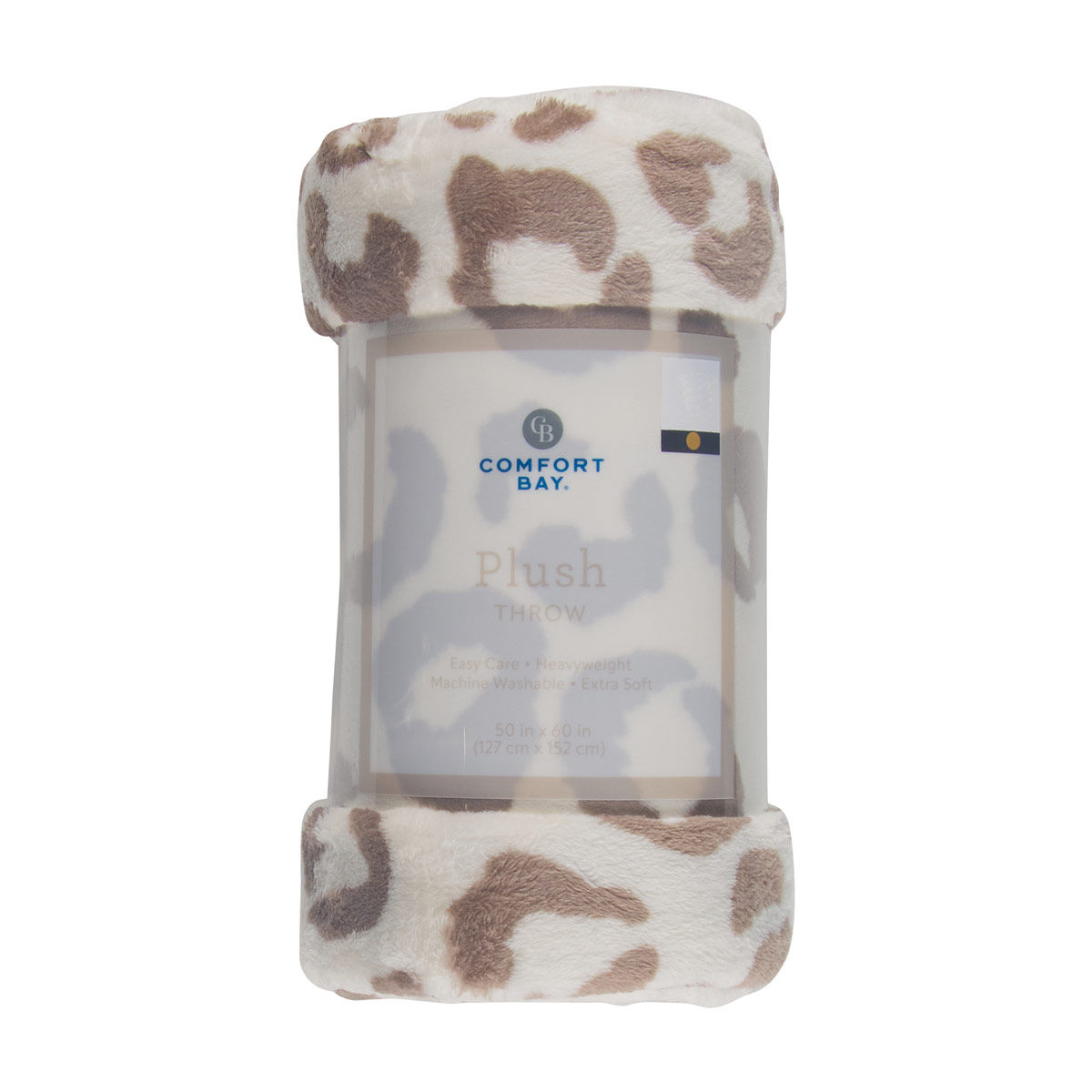 Comfort Bay Taupe Leopard Print Plush Throw, 50x60 in