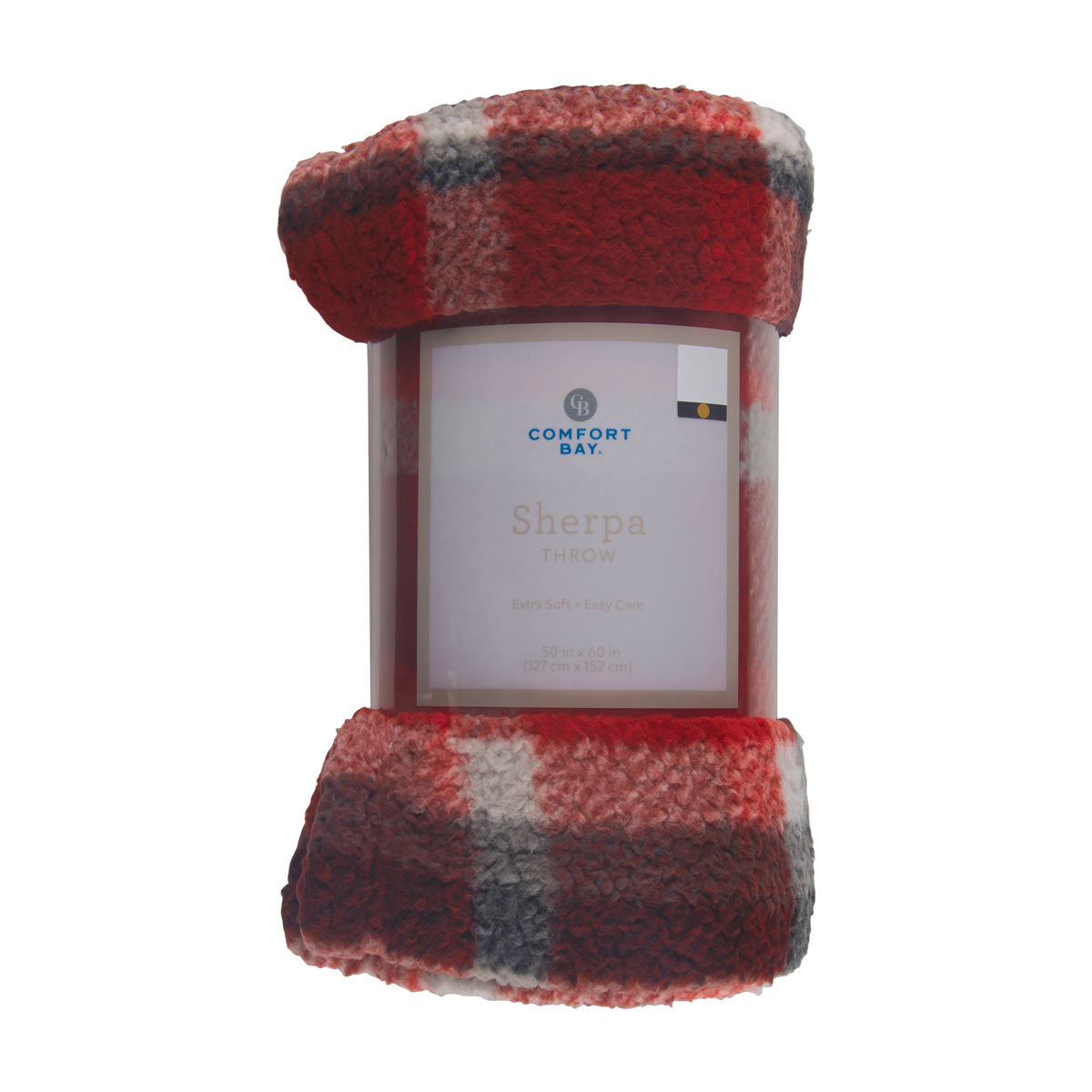 Comfort Bay Red Plaid Single-Layer Sherpa Throw, 50x60 in