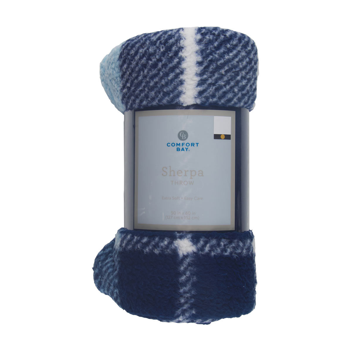 Comfort Bay Blue Plaid Single-Layer Sherpa Throw, 50x60 in