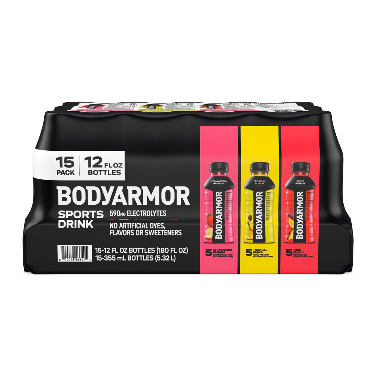 BODYARMOR Variety Pack Electrolyte Sports Drink Bottles, 12 fl oz, 15 Pack