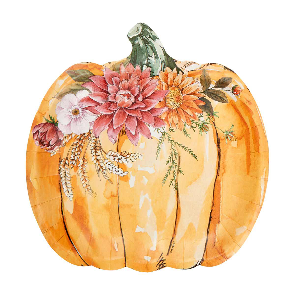 Cozy-Fall-Pumpkin-Shaped-9.25"-Plates,-8-ct