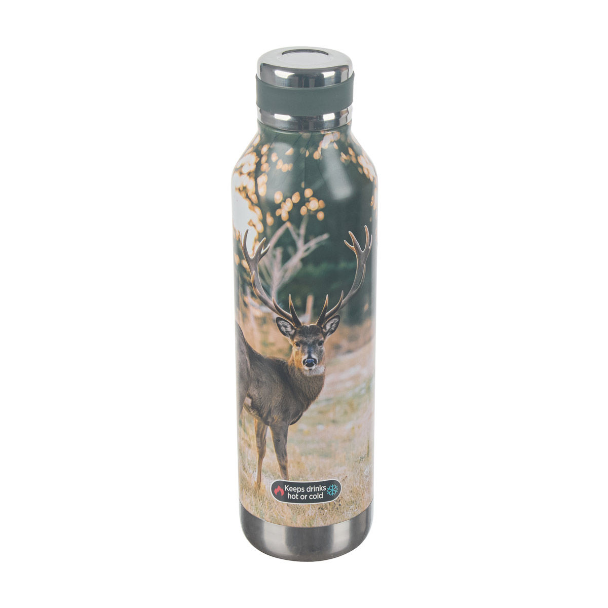 Deer Print Insulated Double-Wall Water Bottle, 26 oz