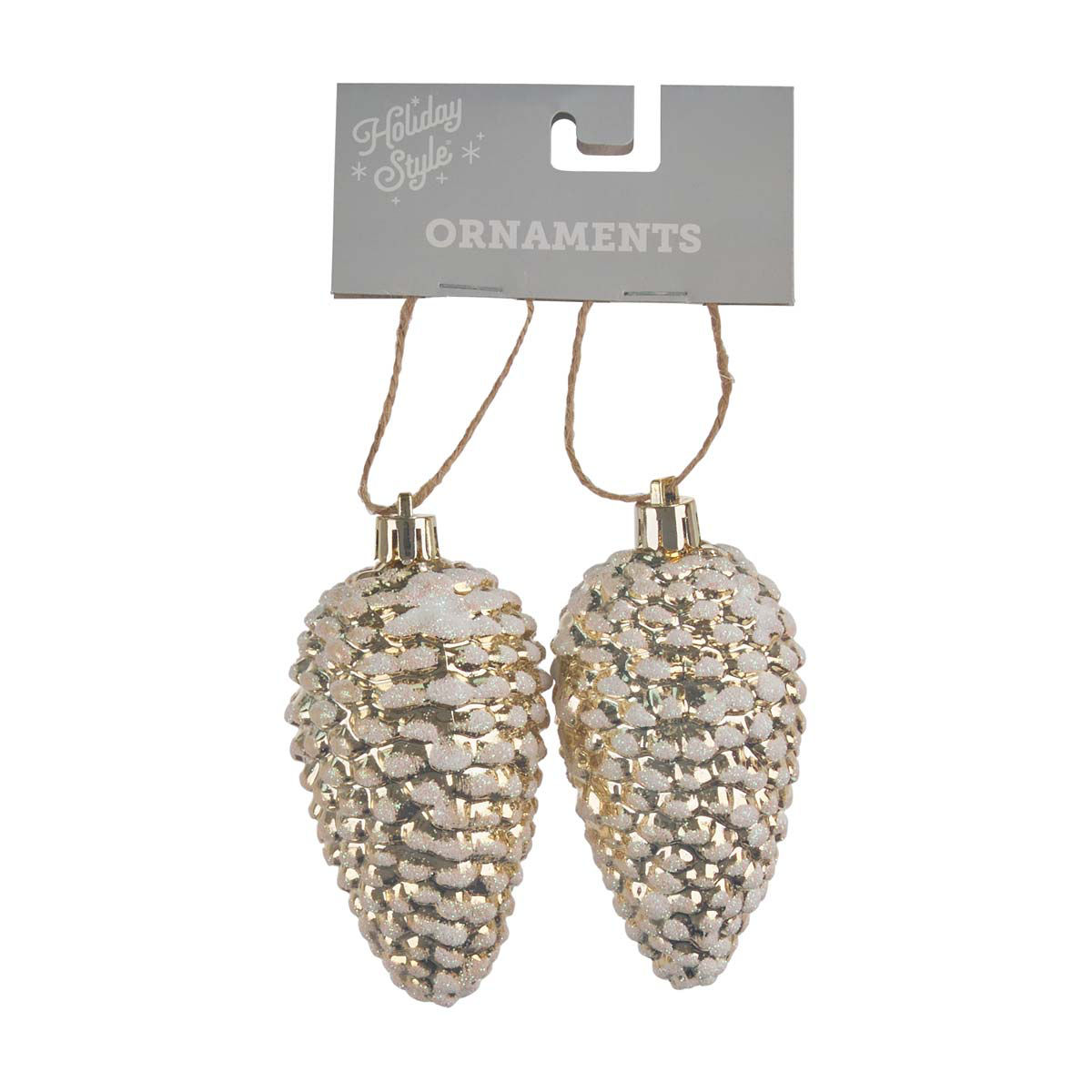 Holiday Style Snowy Pinecone Ornaments, 2 pk, 2 Assorted Colors