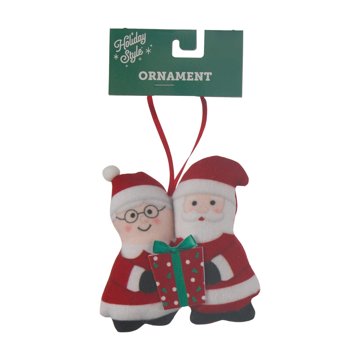 Holiday Style Christmas Couple Plush Ornament, 2 Assorted Designs