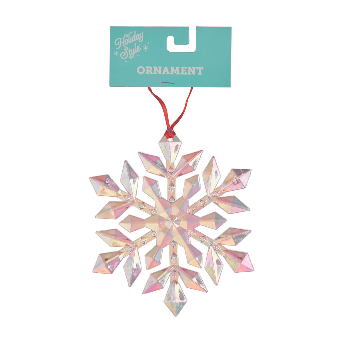 Holiday Style Christmas Iridescent Crystal-Cut Snowflake Ornament, 2 Assorted Colors
