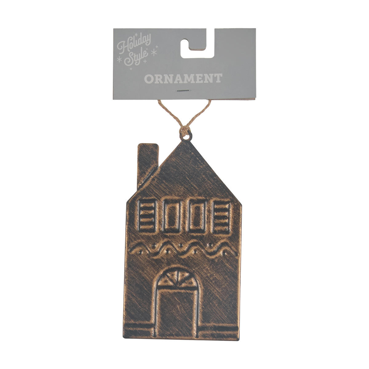 Holiday Style Metal House Ornament, 3 Assorted Colors