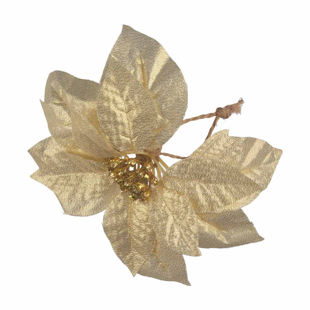Christmas Gold Poinsettia Clip Pick