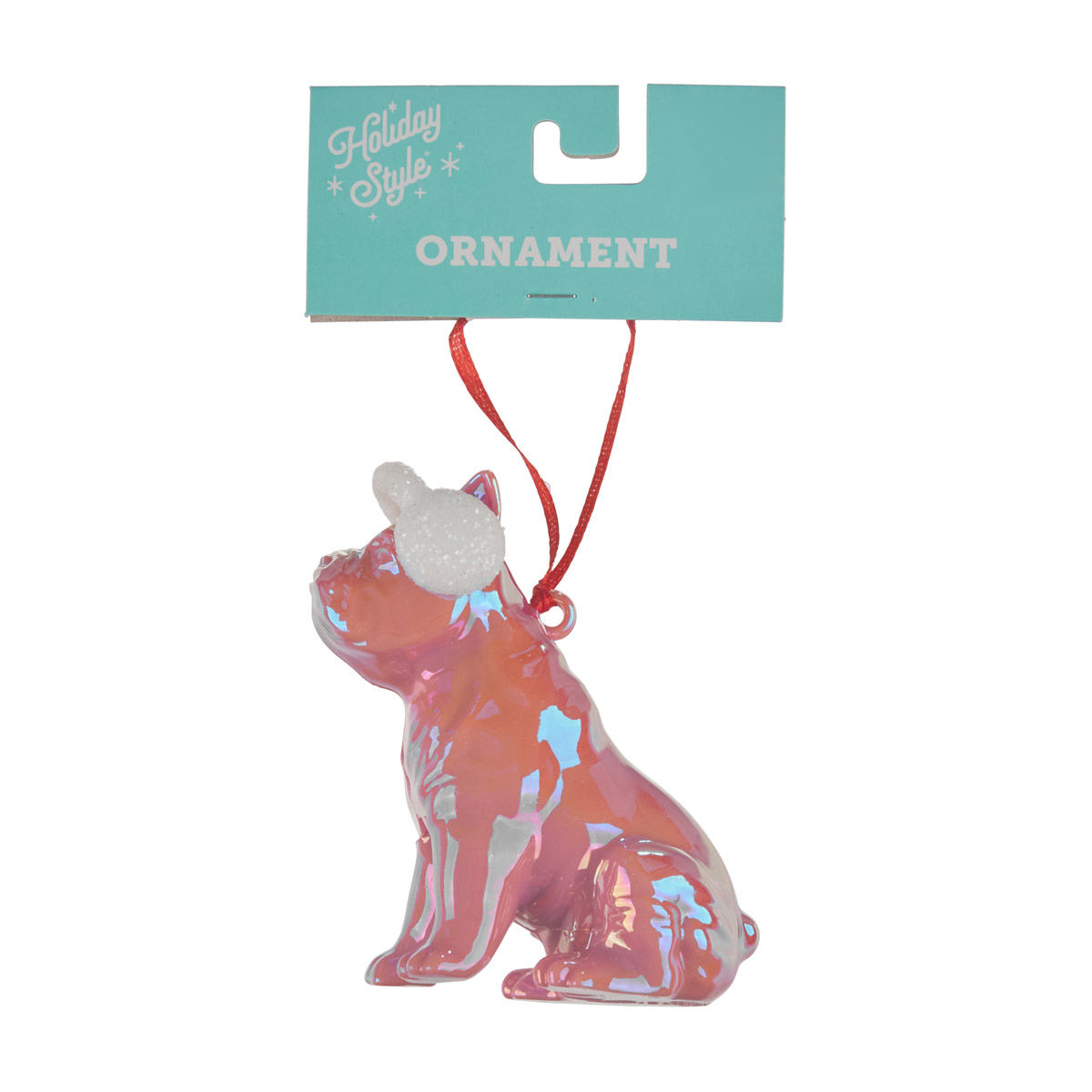 Holiday Style Christmas Iridescent French Bulldog Ornament, 2 Assorted Colors