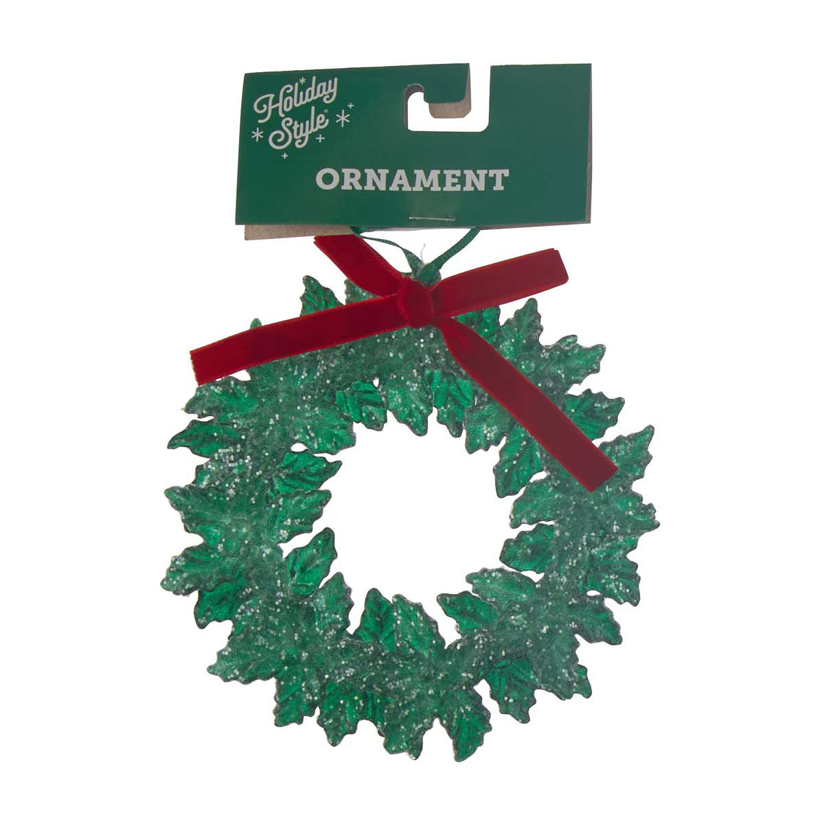 Holiday Style Christmas Holly Wreath Ornament